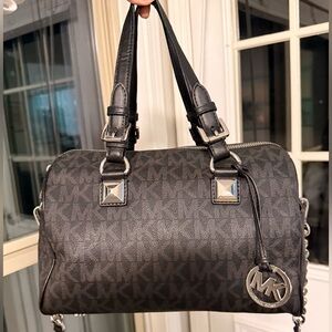 Michael Kors Monogram Black Satchel
